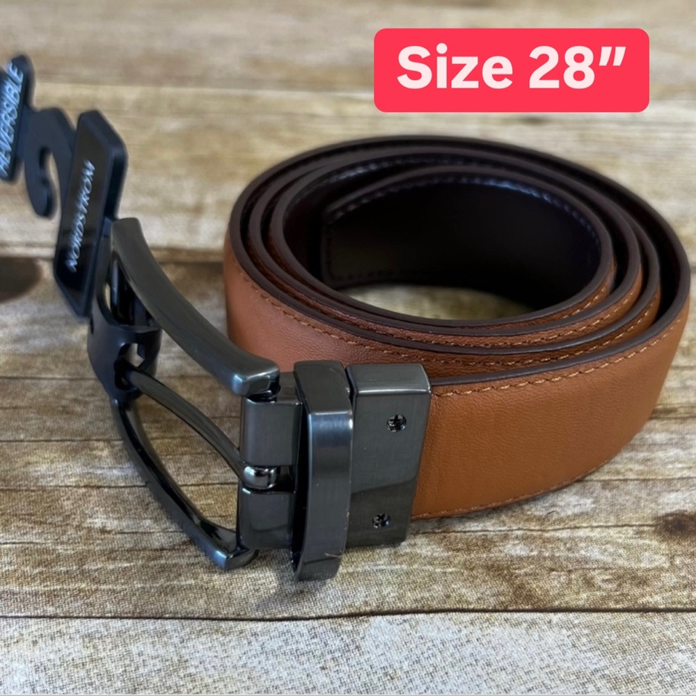 Nordstrom Kids Reversible Dress Belt Brown Faux Leather Size 28 AC294764KW